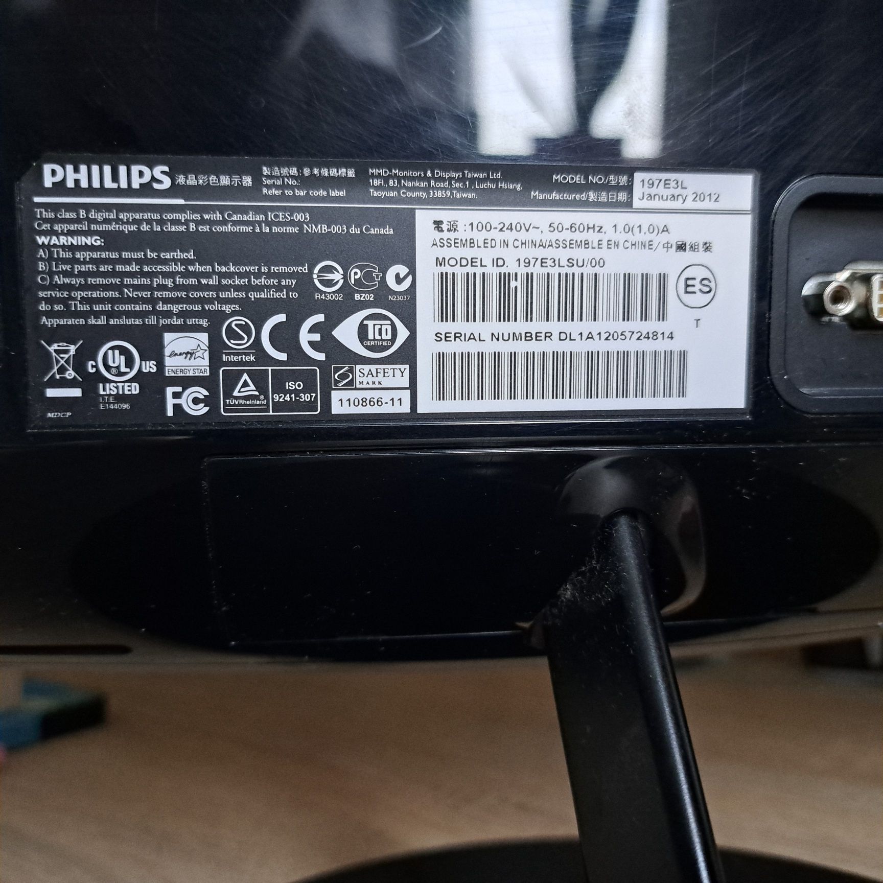 Monitor LED PHILIPS 197E3L