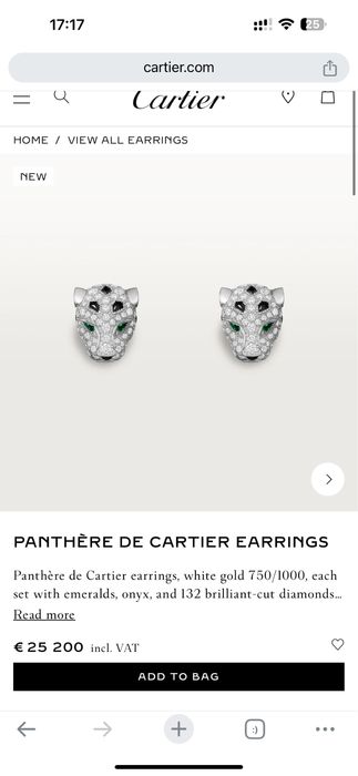 Золотые Серьги в стиле Cartier Panthère с бриллиантами 0.61ct