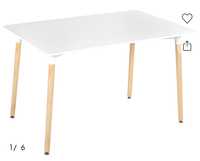 Stół do jadalni 120 x 80 cm biały z jasnym drewnem NEWBERRY
