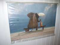 Tela elefante à chuva