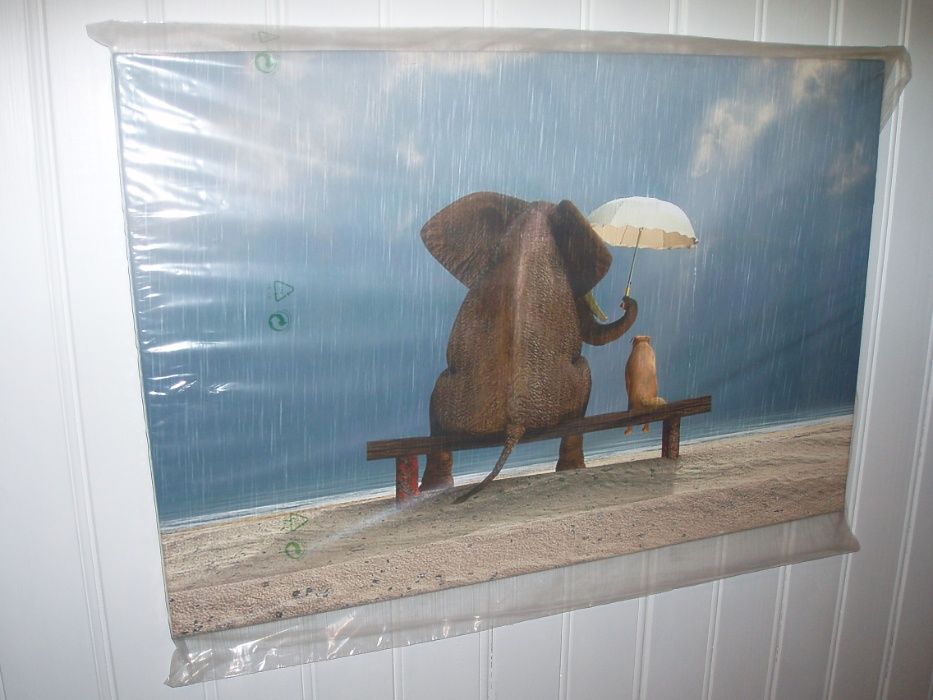 Tela elefante à chuva