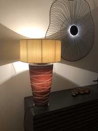 Lampa stołowa elegancka designerska ozdobna szkło plis brązowa kremowa