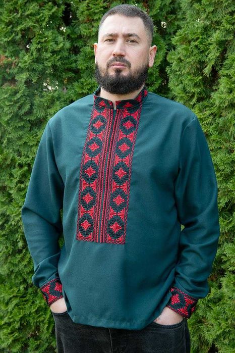 Вишиванка чоловіча з льону сорочка для чоловіка традиційна