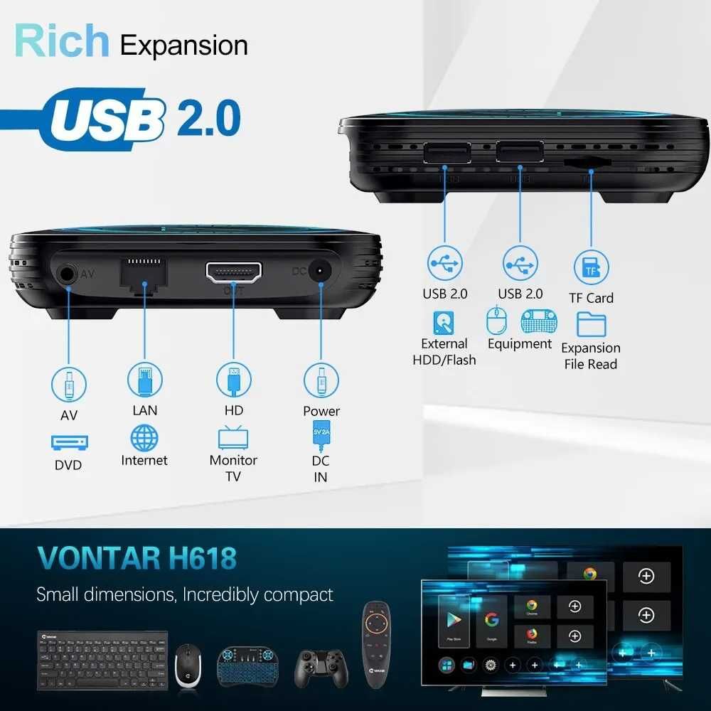 TV Box Android VONTAR H618 2GB + 16GB