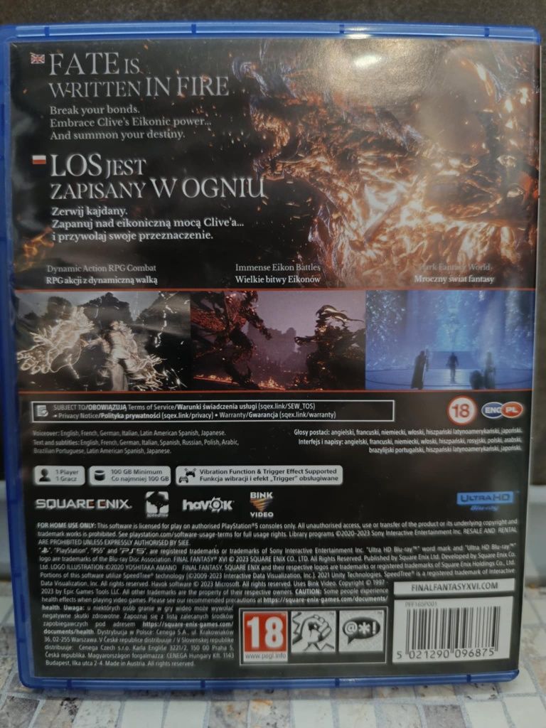 Final Fantasy XVI Final Fantasy 16 pl stan idealny polska okładka  ps5