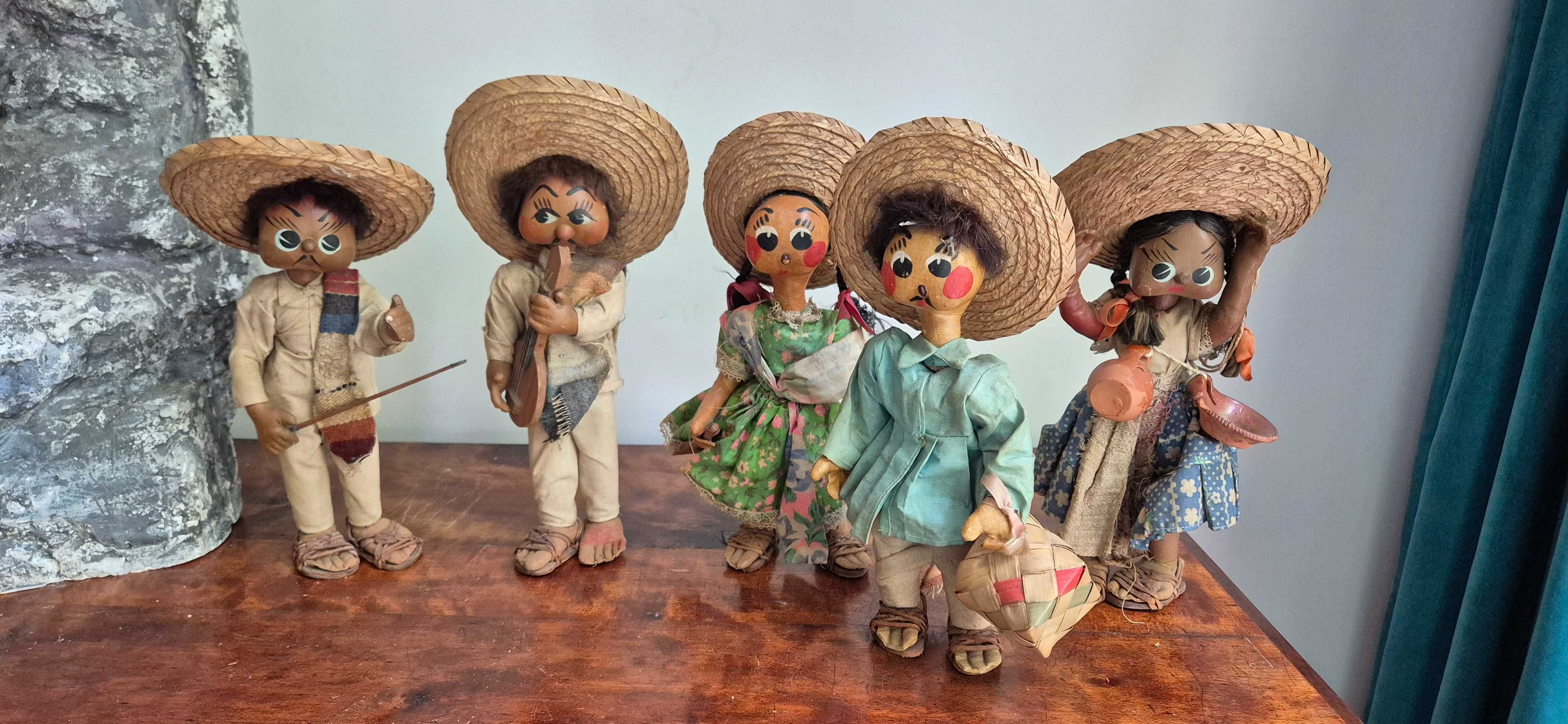 Kolekcjonerskie stare lalki paper mache Meksyk zabytek unikat dekor
