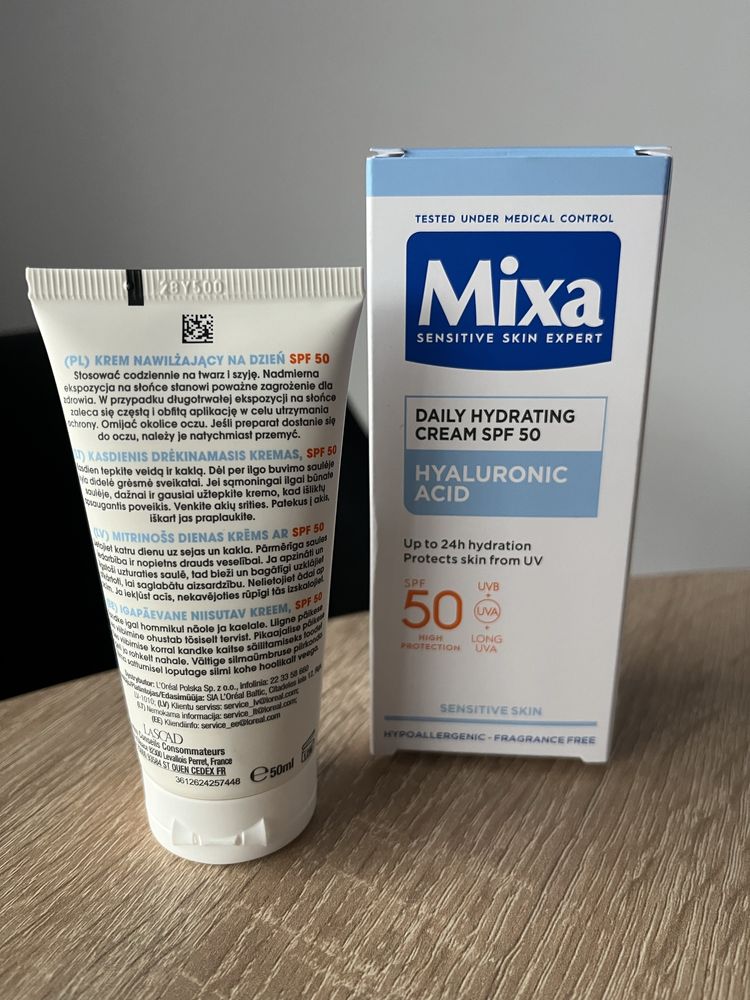 MIXA spf50 krem nawilżający z kwasem hialuronowym 50ml krem do twarzy