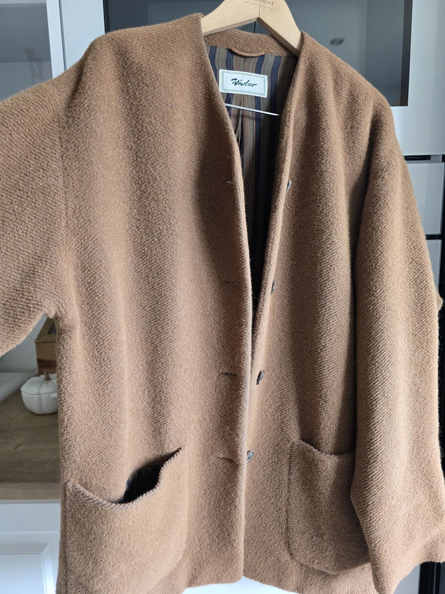 Płaszcz wełniany Płaszcz wełniany vintage alpaka plus size r.44 kamelo