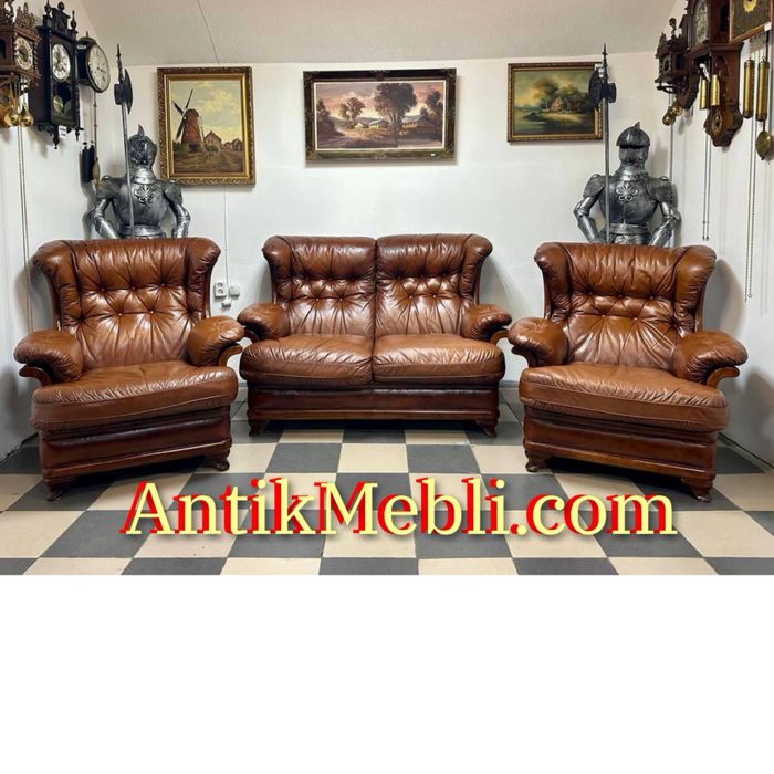 Шкіряний комплект диван 3820 крісло кожа ротанг 3821