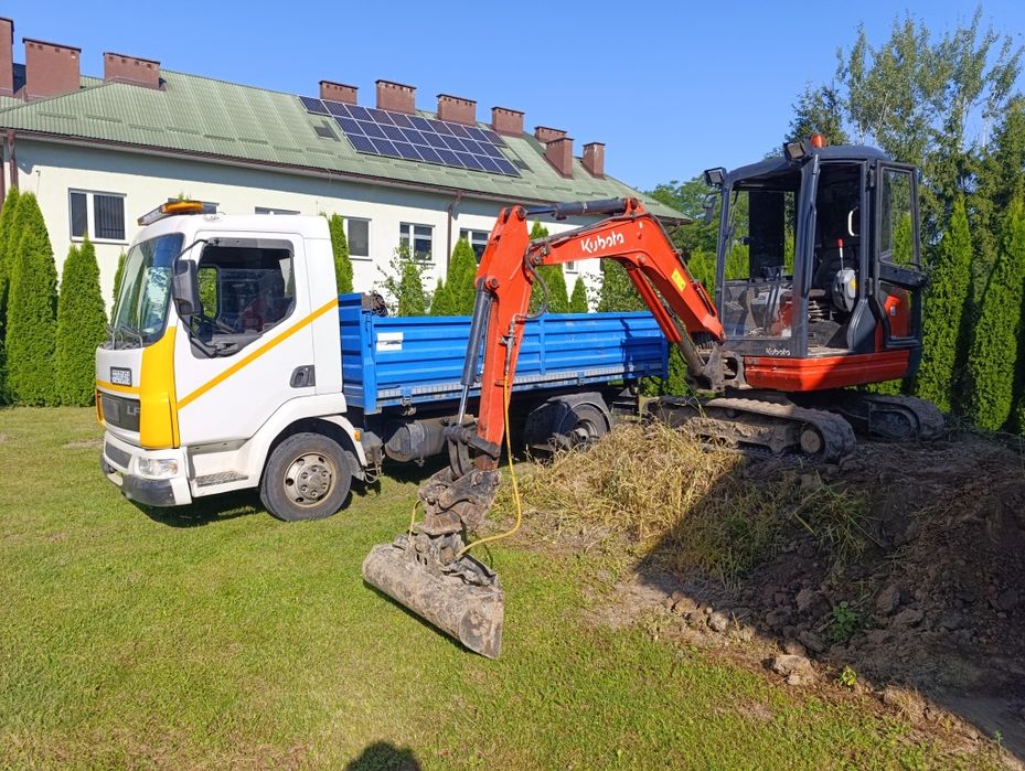 Usługi Minikoparką 2.7 t wywrotką fundamenty przyłącza wody energetycz