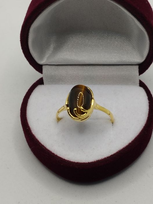 Złoty pierścionek tygrysie oko, złoto 333 rozmiar 21