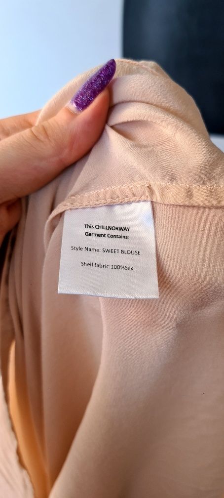 Jedwabna bluzka koszula Chillnorway z koronką