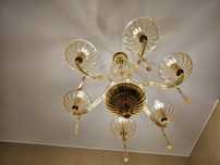 Bursztynowe szkło   żyrandol / lampa wisząca.