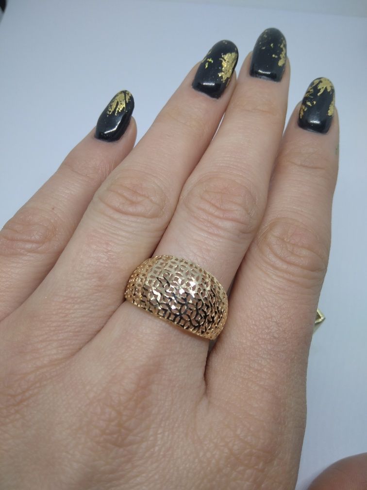 Złoty ażurowy pierścionek złoto 585 R19   91