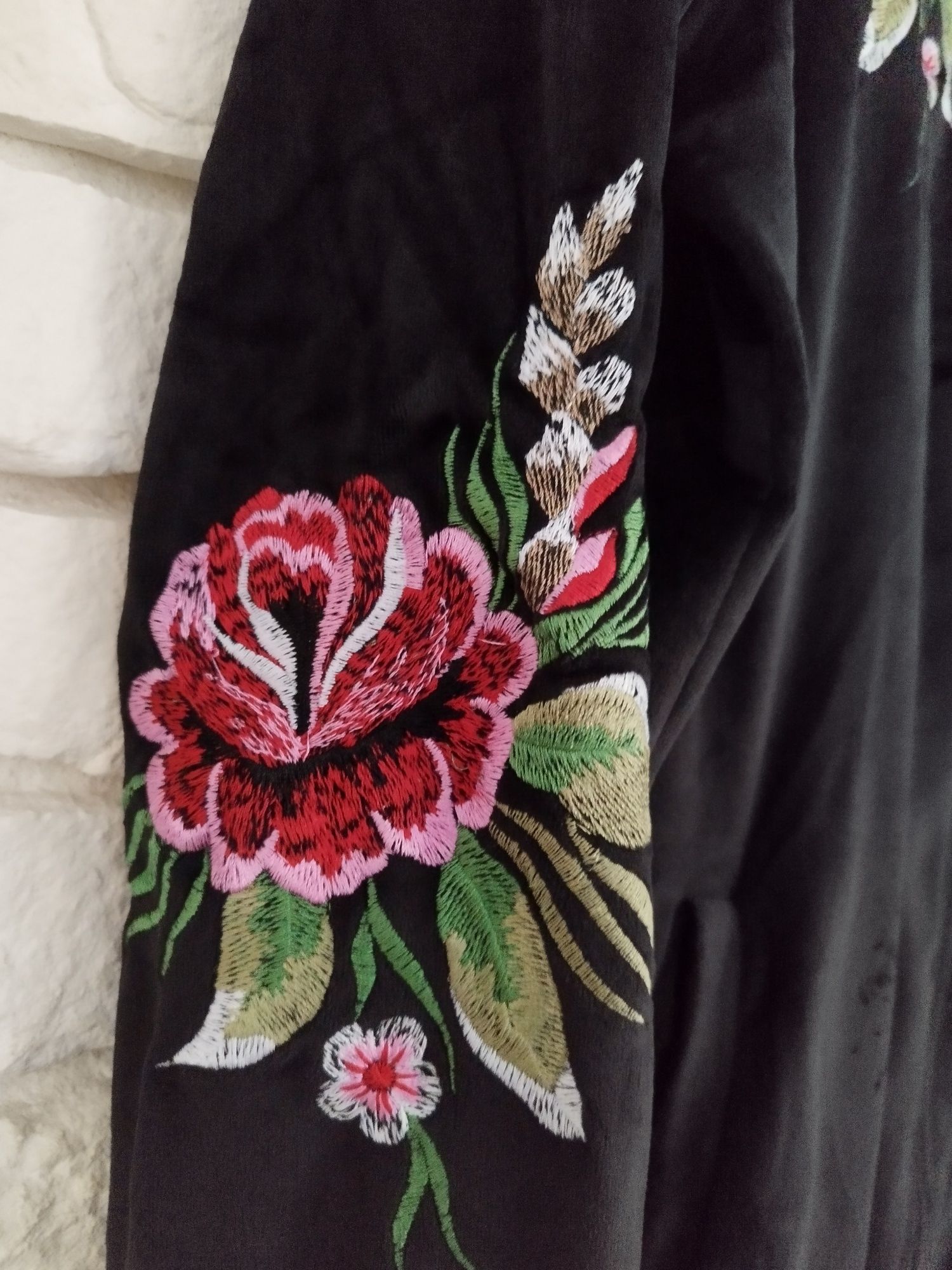 Zentex haftowany folk welurowy dres plus size XXL 46 48 50
