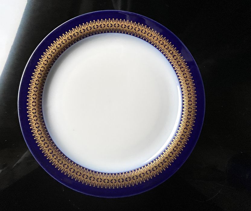 THOMAS ROSENTHAL stara porcelana złoto kobalt 3 duże talerze