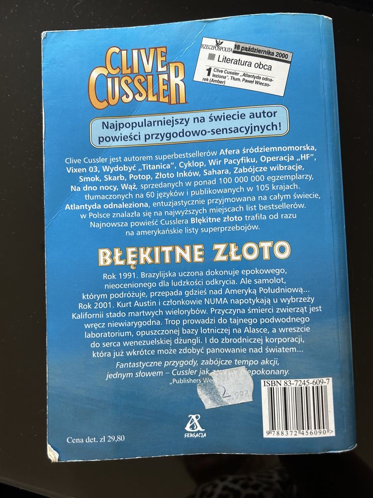 Błękitne złoto Clive Cussler