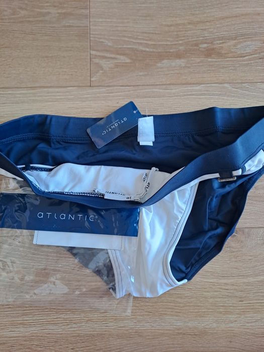 Kąpielówki męskie Atlantic, rozmiar XXL, biało-granatowe