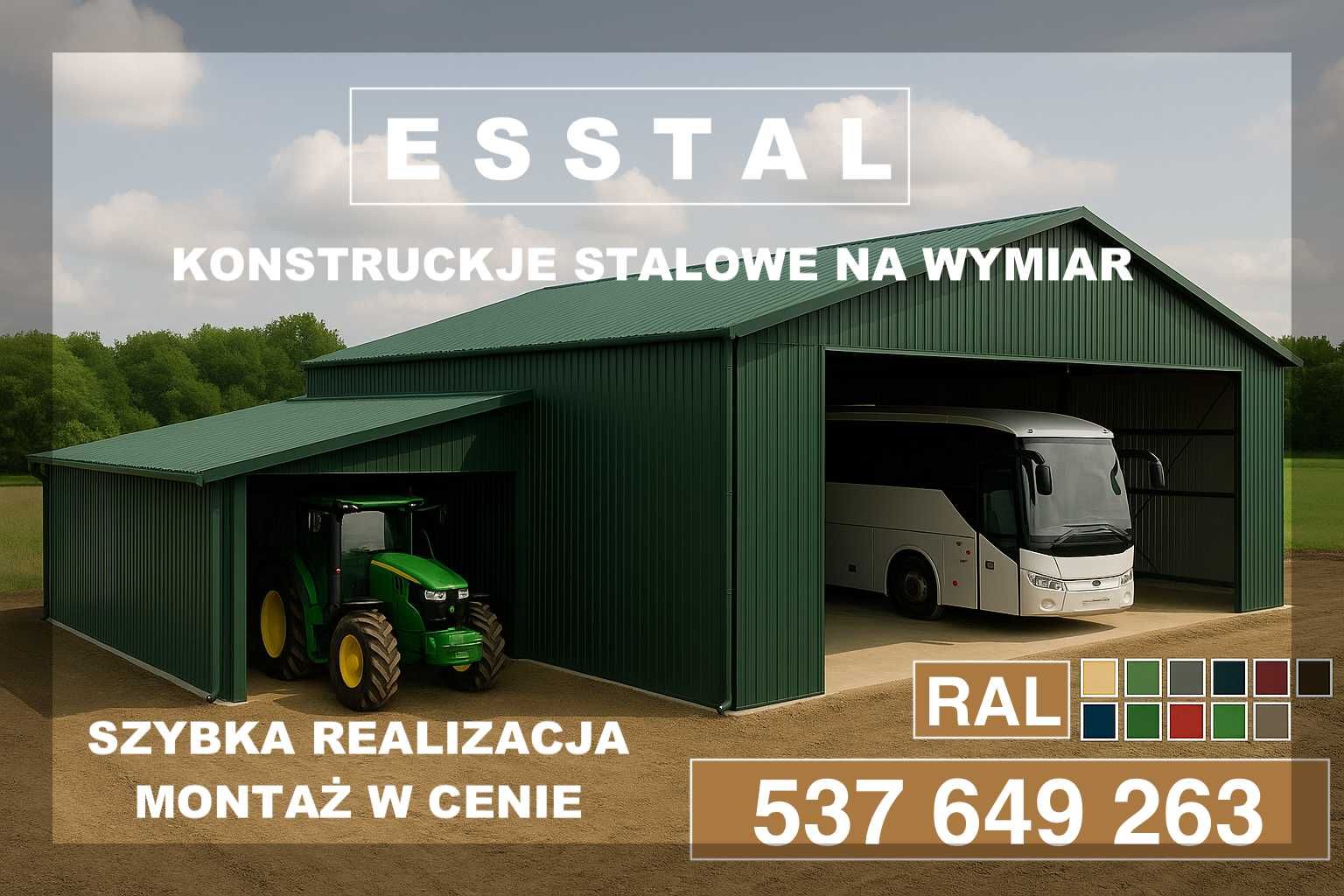 Garaż Blaszany GRAFITOWY | Hala | Wiata  Wysoki Wjazd  Hala – ESSTAL*