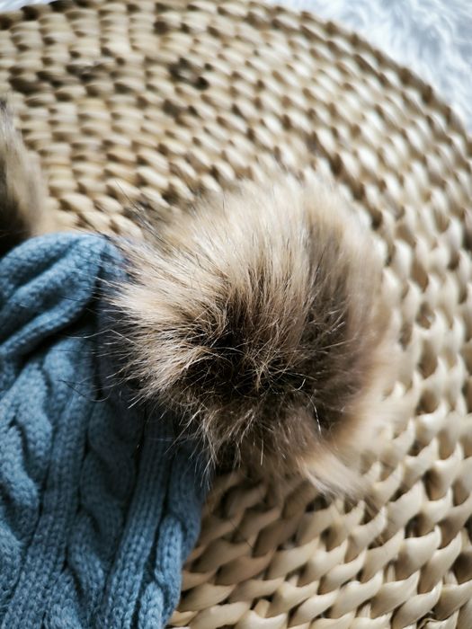 Czapka jesienno-zimowa z dwoma pomponami szara 1-3 lata