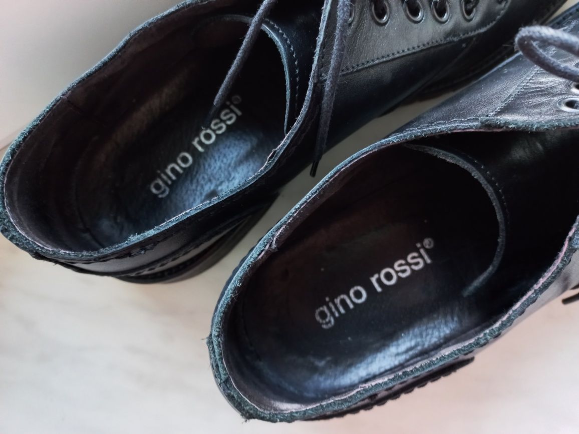 Gino Rossi czarne skórzane męskie eleganckie klasyczne półbuty 43