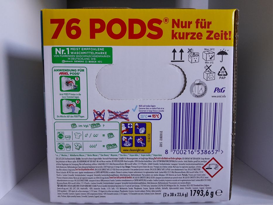 Ariel 76 sztuk kapsułki do prania uniwersalne z Niemiec
