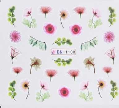 bn1100 naklejki wodne na paznokcie kwiaty