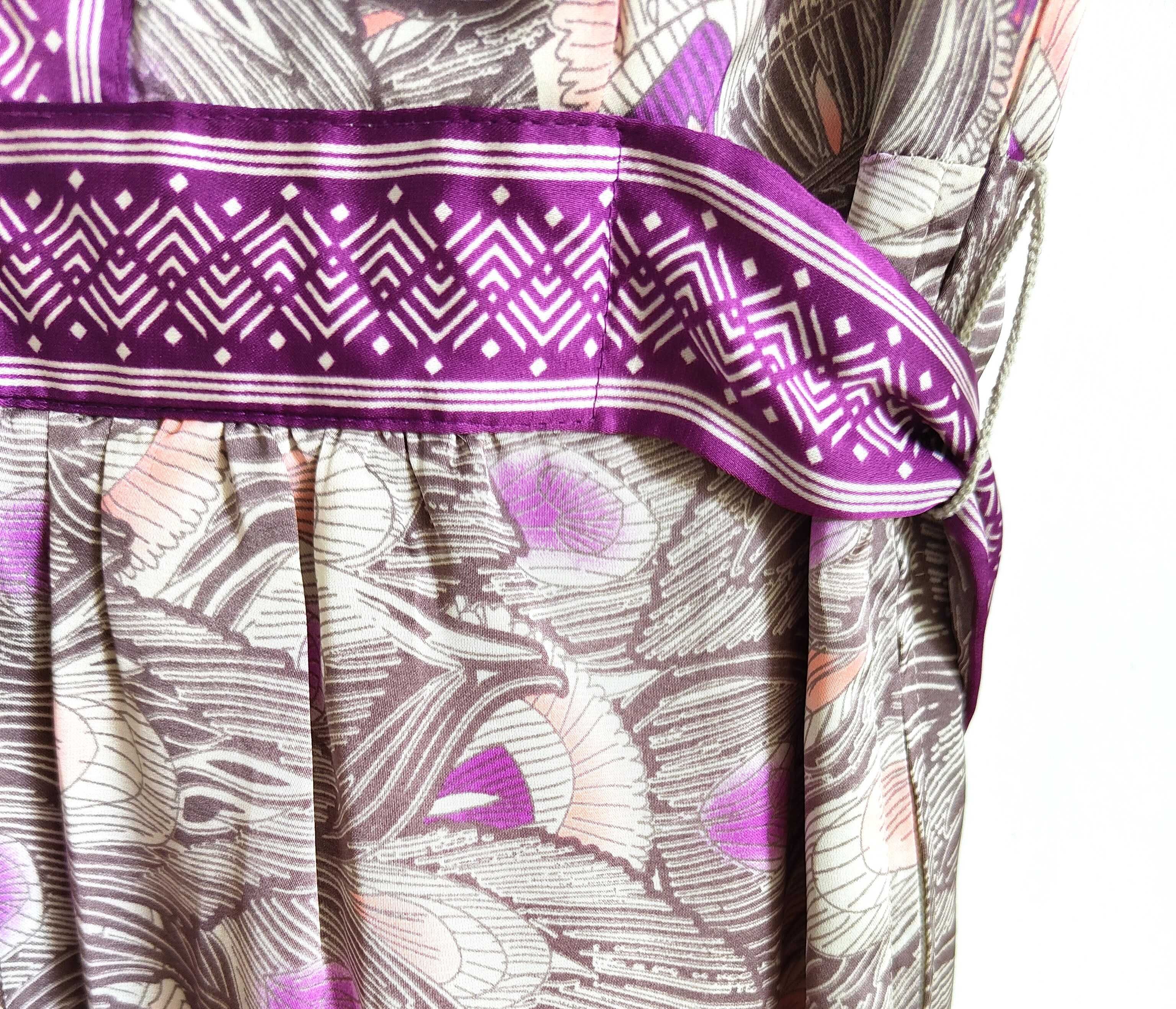 Nowa sukienka H&M 36 S w pawie pióra fiolet dekolt midi