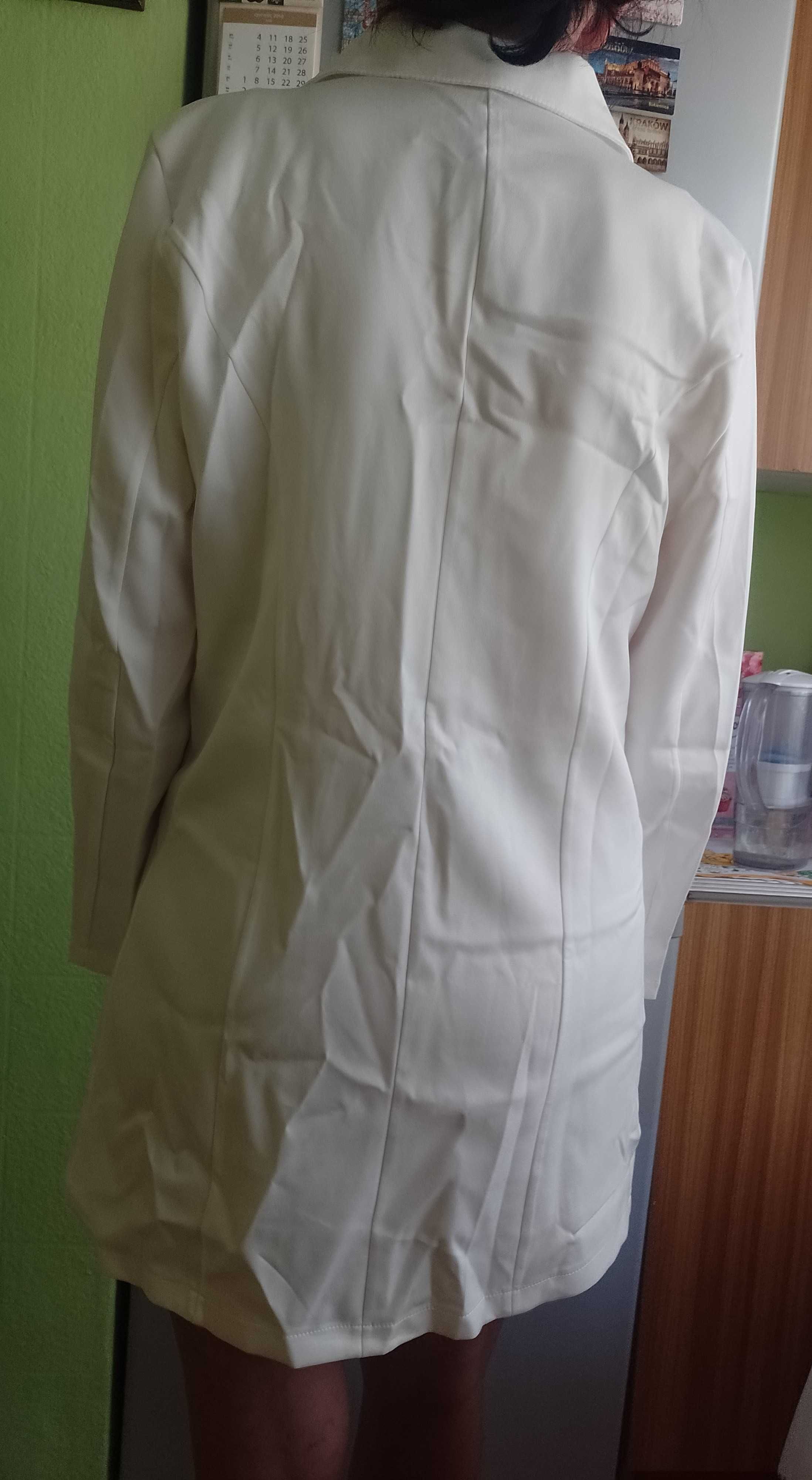 (40/L)  Biała sukienka marynarkowa, NOWA