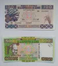 zestaw banknotów 100-500 francs , Gwinea   , 2 szt.