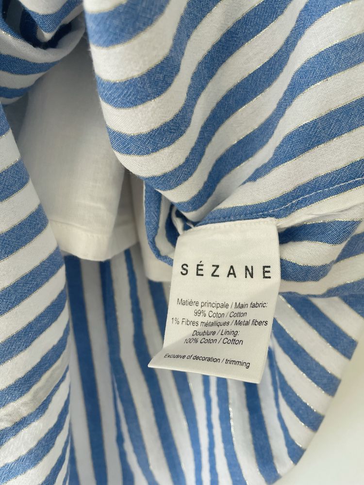 Sézane Bawełniana sukienka w niebieskie paski
