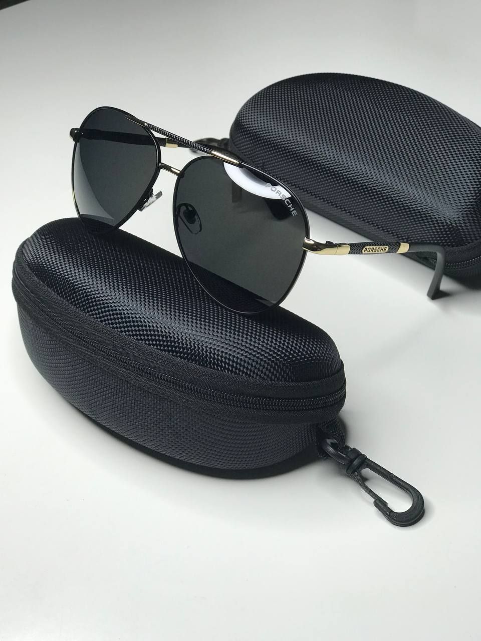 Солнцезащитные очки Porsche Авиаторы черные капельки поляризованные