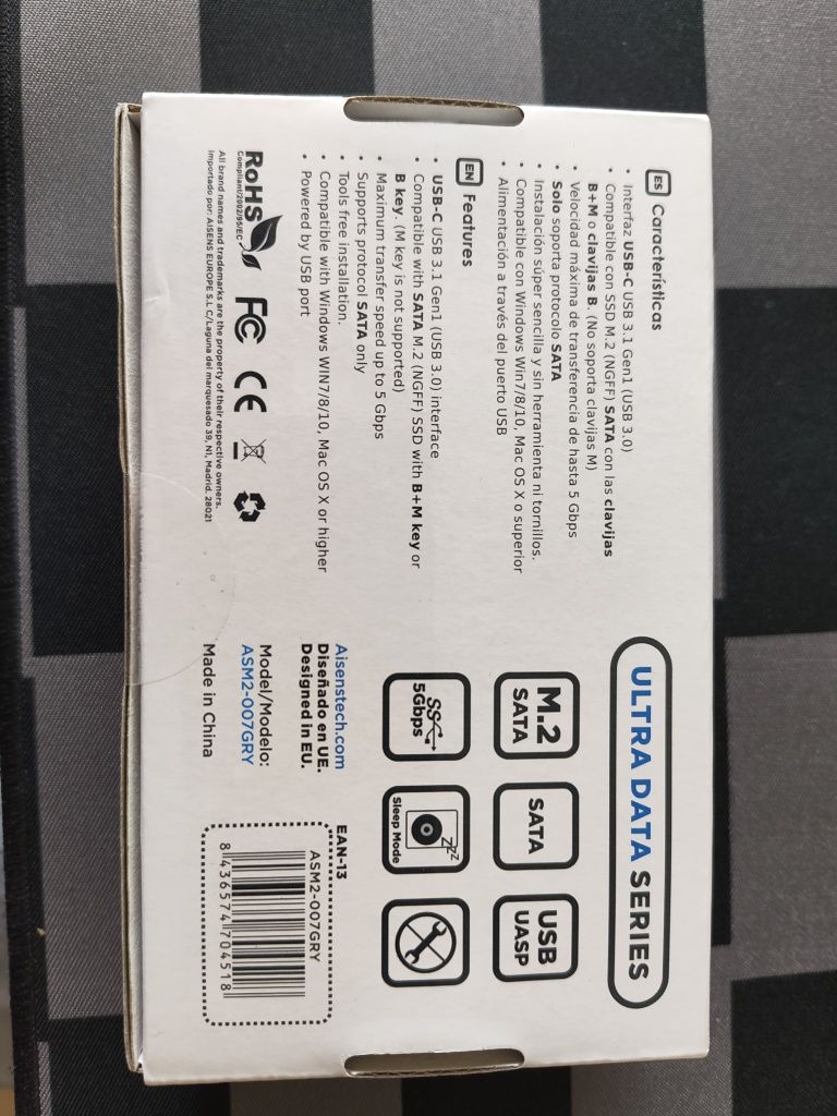 Caixa Externa USB p/ Disco M.2 SATA - AISENS