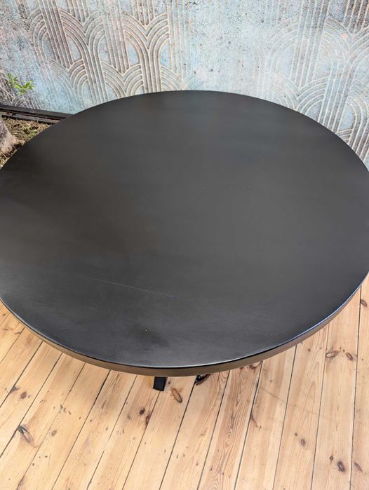 Stół do jadalni z drewna mango okrągły 130 cm czarny