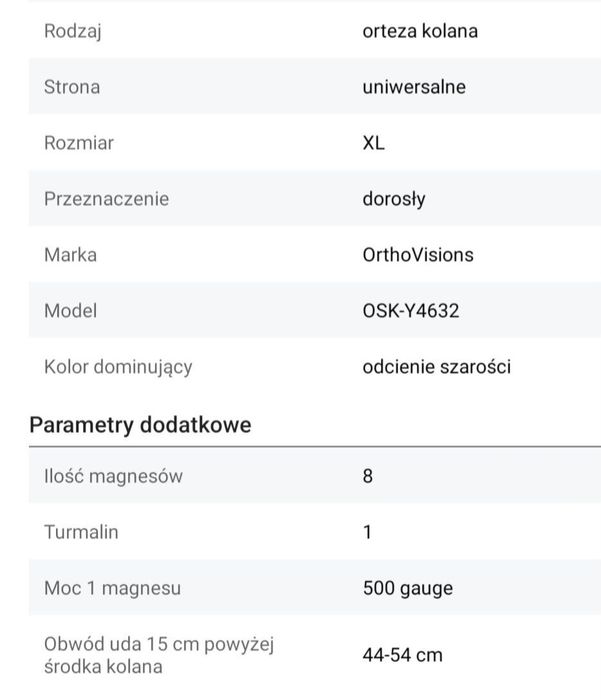Opaska magnetyczna z turmalinem na staw kolanowy, na ból, rozgrzewajac