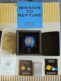 Omega x Swatch Mission To Neptune zegarek piękny Moonswatch zestaw