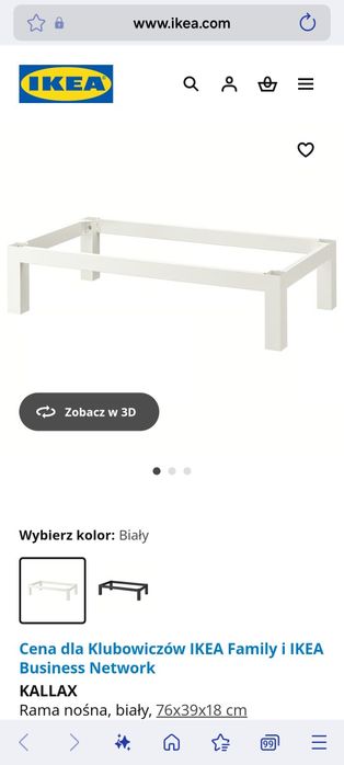 KALLAX rama nośna
Rama nośna, biały, 76x39x18 cm