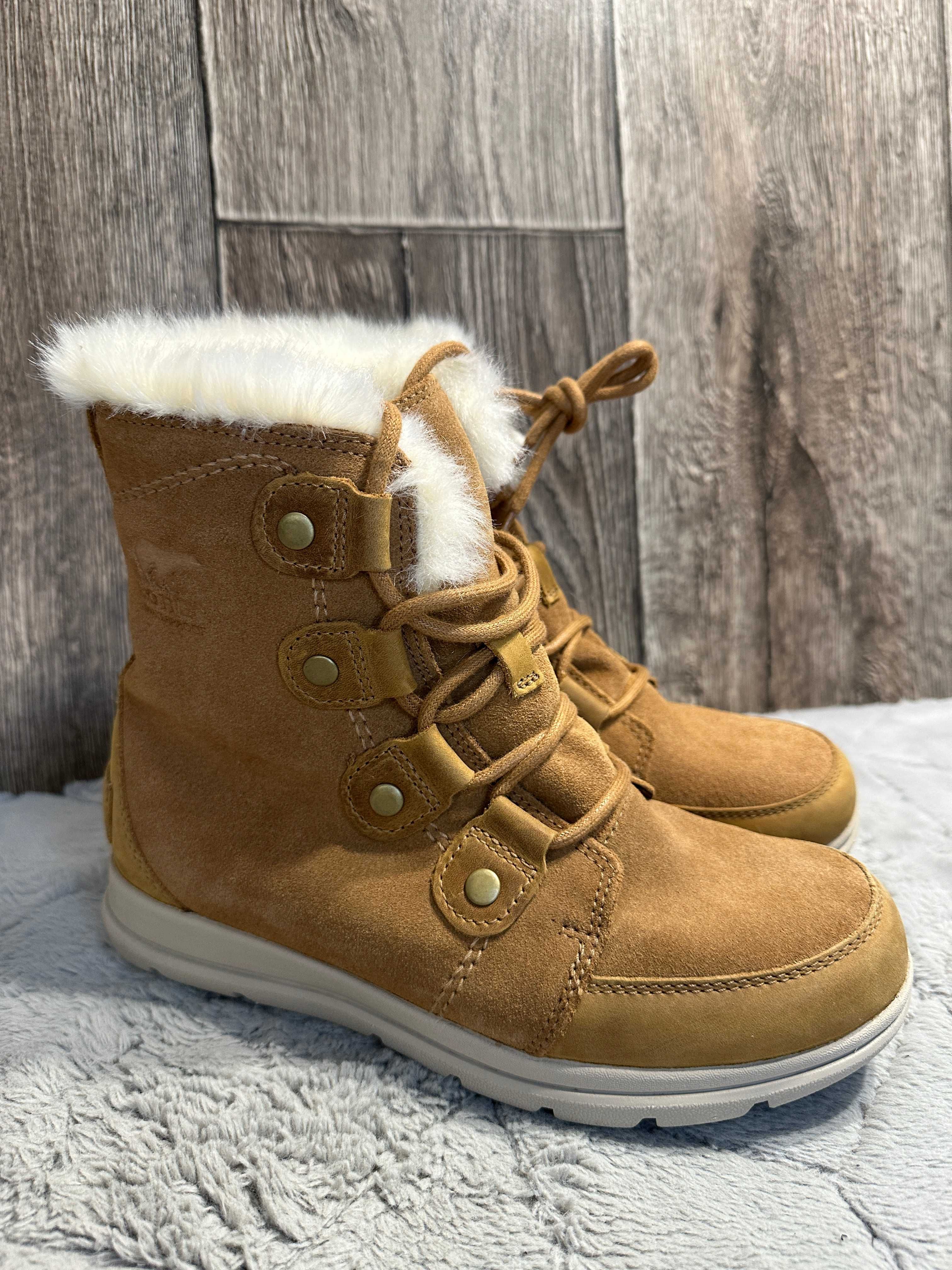 Buty botki śniegowce damskie skórzane sorel explorer joan 38