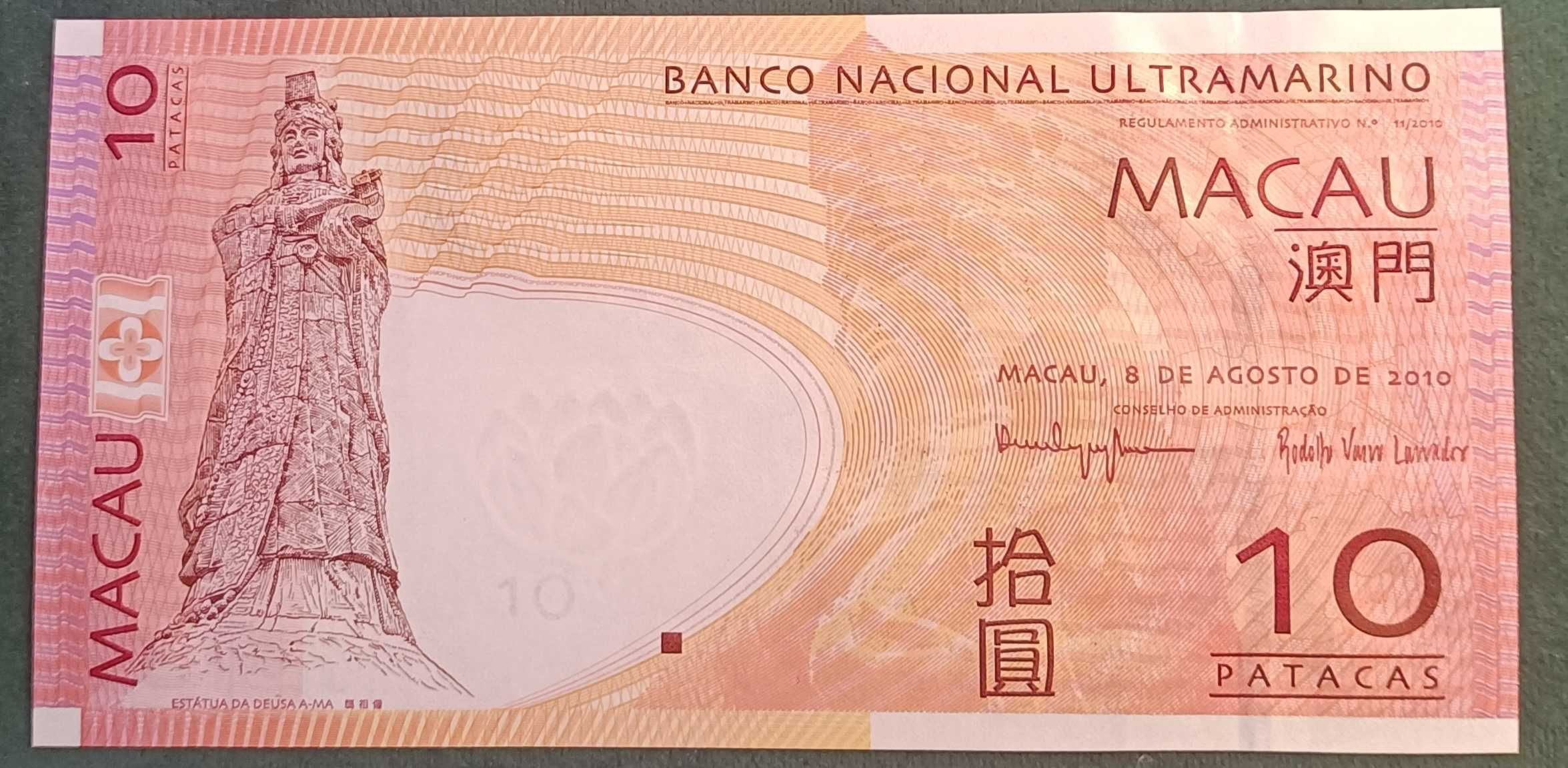 Makao Macau 10 patacas 2010r unc