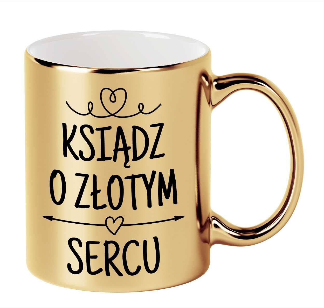 Kubek ZŁOTY dla księdza na prezent KSIĄDZ O ZŁOTYM SERCU