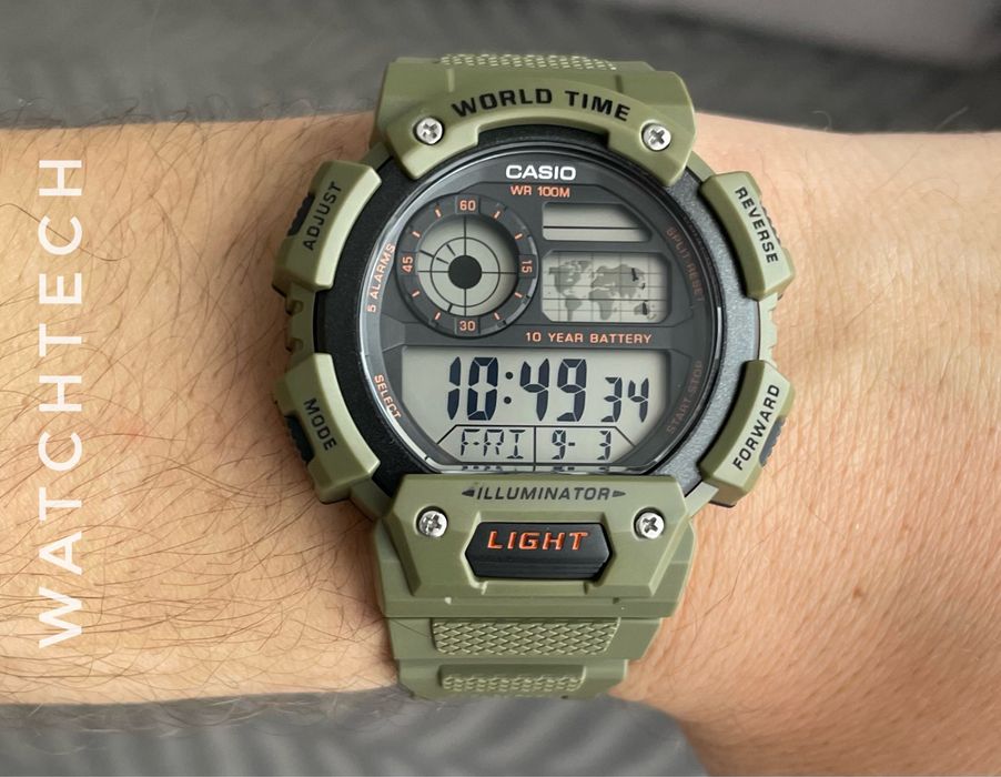 Годинник чоловічий Casio AE-1400WH-3A новий оригінальний тактичний