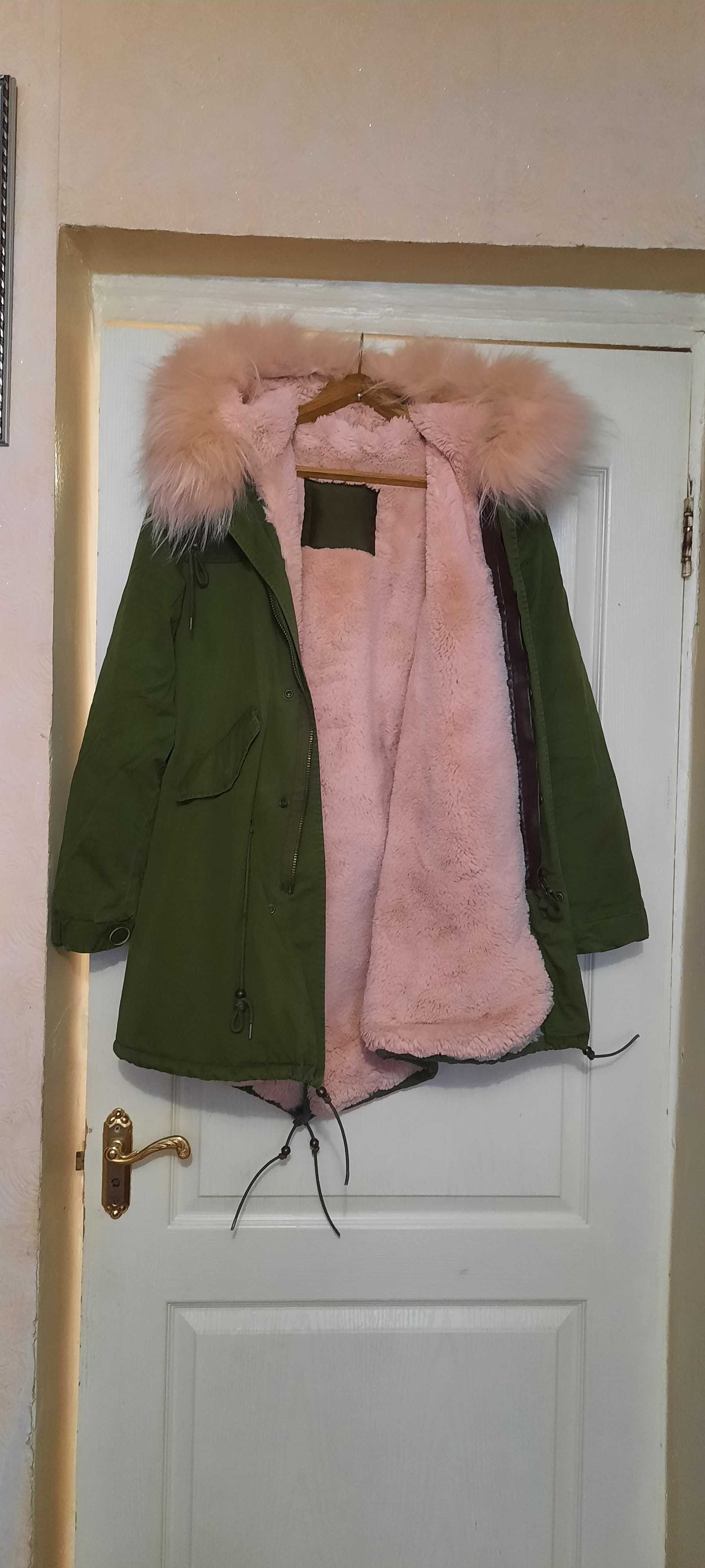 Куртка парка с розовым мехом