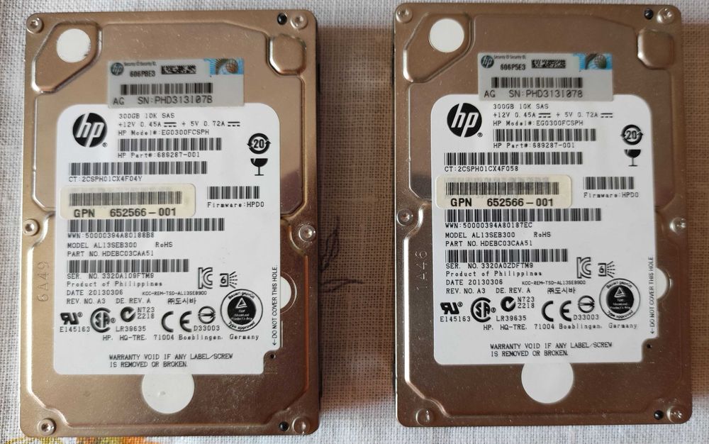 2 Dyski HDD SAS 300GB 10k