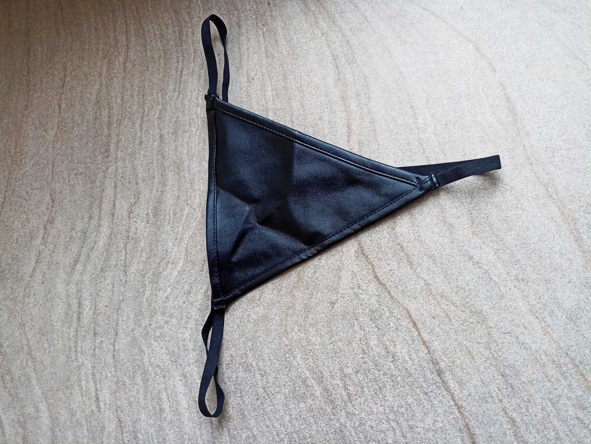 Gorset z koronką stringi eko skóra komplet XL