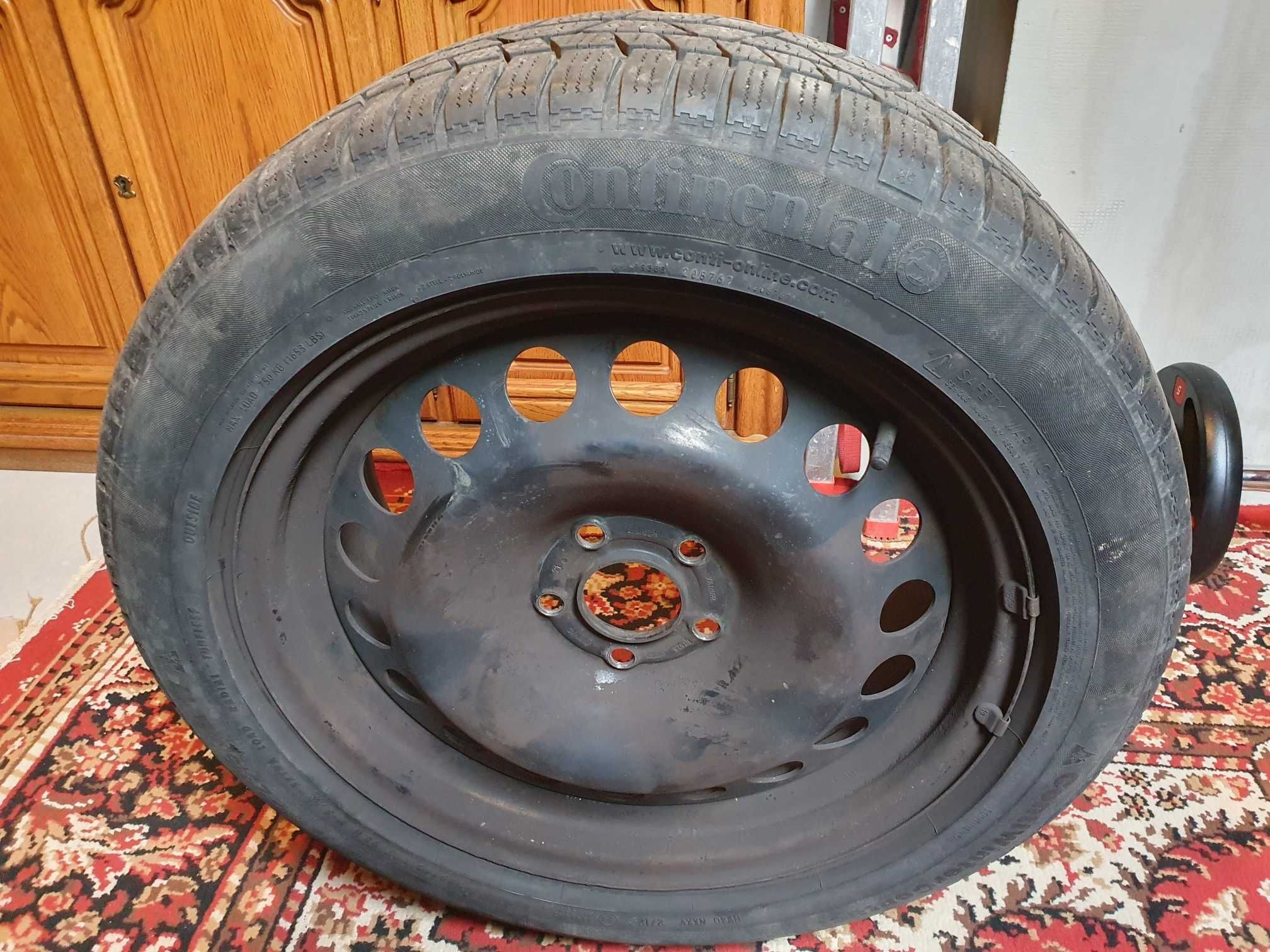 Używane opony zimowe CONTINENTAL 2x 225/50/R17 + 4x stalowe felgi