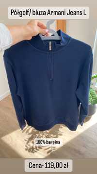 Półgolf męski rozpinany sweter bluza Armani Jeans granatowy L