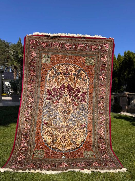 Nowy dywan perski r.tkany kaszmirowy Ghoum Figural 220x140 gal 38tyś