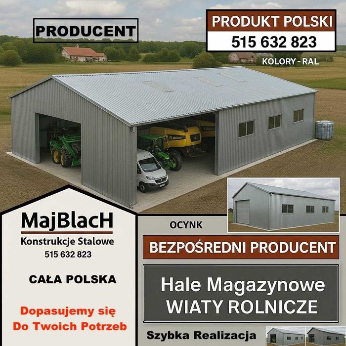 Garaż Blaszany OCYNK  /Wiata Stalowa / Konstrukcja Stalowa – Maj-Blach