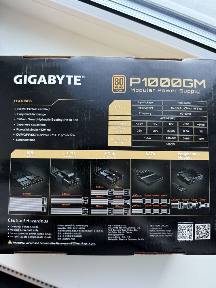 Блок живлення Gigabyte P1000GM 80+ Gold Modular