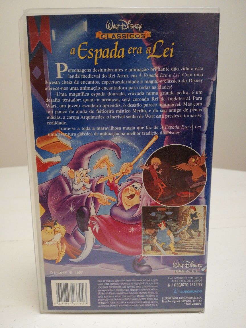 Cassete VHS Clássicos da Disney - A Espada era a Lei